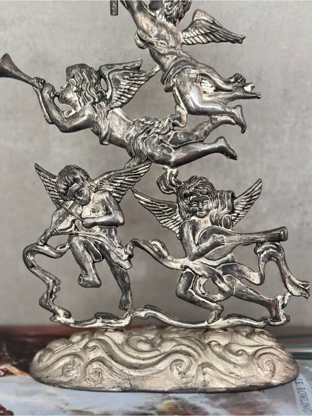 Vintage Cherub Angel Candle Holder Silverplate Italy Style